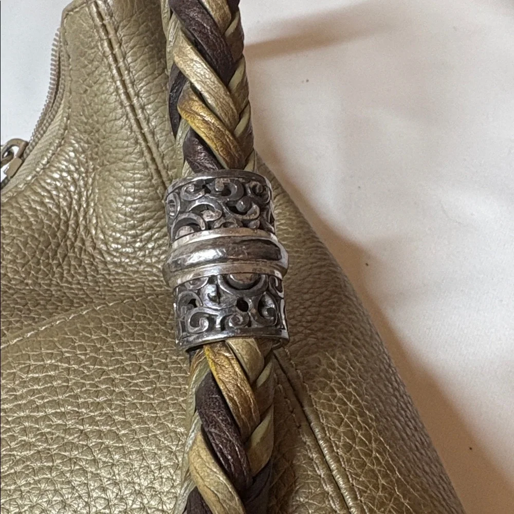 Brighton Gold Metallic Textured Leather Shoulder Bag